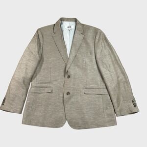 Joseph Abboud Linen Blend Sport Coat Blazer Mens 44 Beige Tan 2 Button Jacket